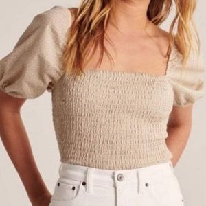 Abercrombie & Fitch Puff Sleeve Polkadot Top